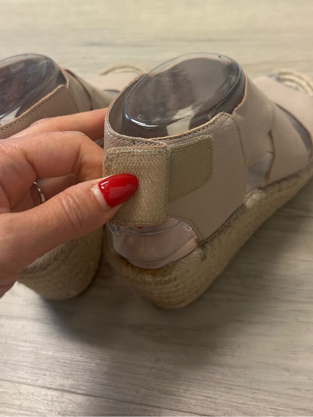 Eileen Fisher Sandals Willow Espadrille Sz 6 Tumbled Leather Wedge nude pink - Picture 8 of 13